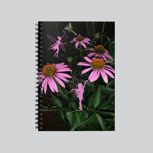 Spiral Notebook - Fairies Dancing Among Echinacea Flowers