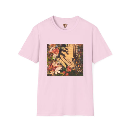 Unisex Softstyle T-Shirt With Swallowtail Butterfly And Flowers