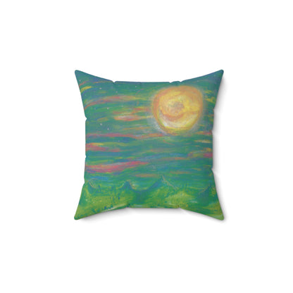 Square Pillow- Moonlit Mountain Scene