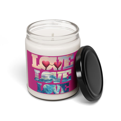 Candle - Beachy and Romantic 2 Hearts Design for Love and Valentine's Day