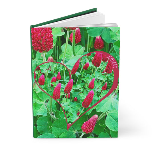 Hardcover Journal With Ruby Red Clover Flowers