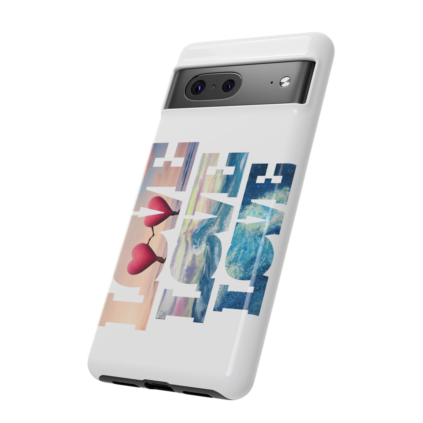 Phone Case - Beachy and Romantic Hearts Design for Those Who Love Love