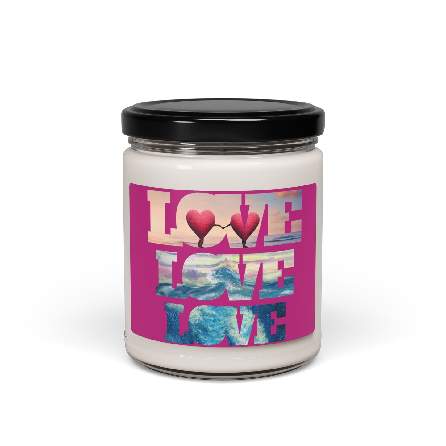 Candle - Beachy and Romantic 2 Hearts Design for Love and Valentine's Day