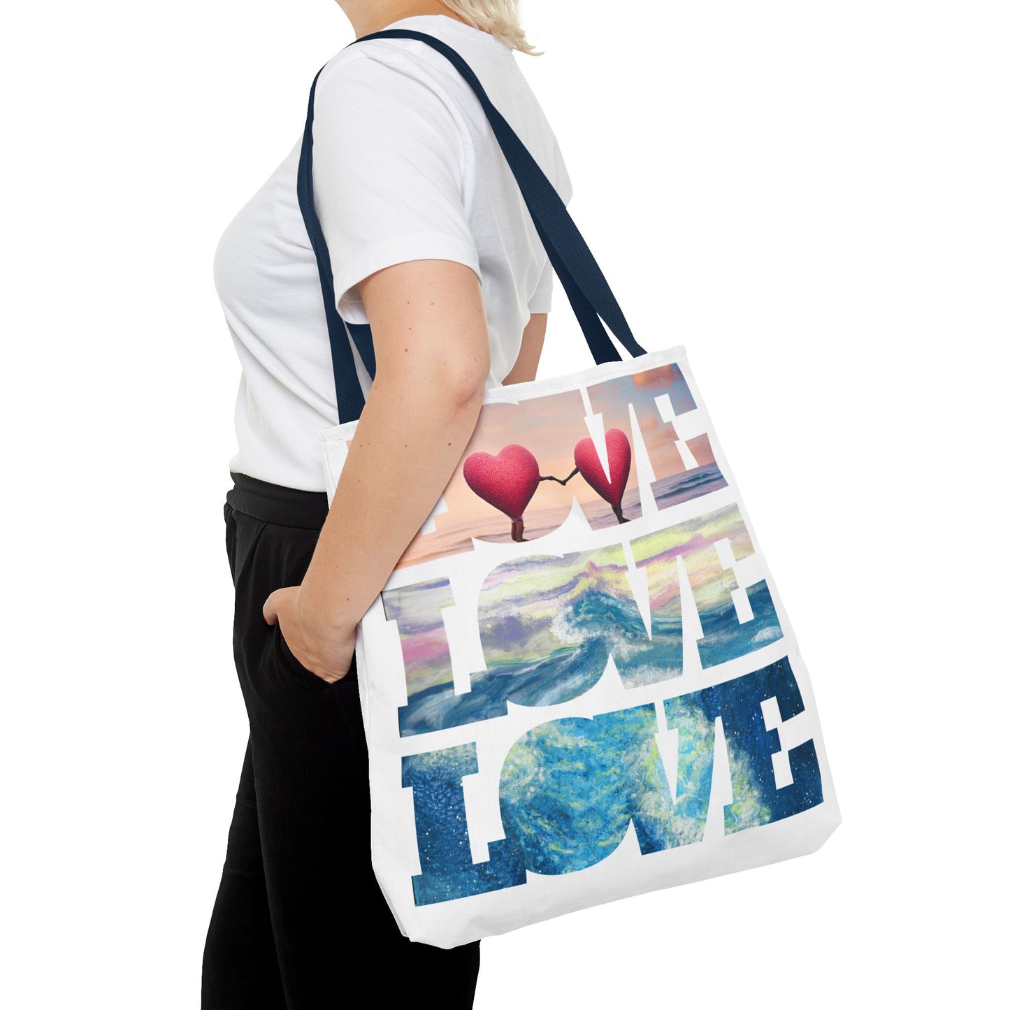 Heart Tote Bag - Romantic Love Beachy Design