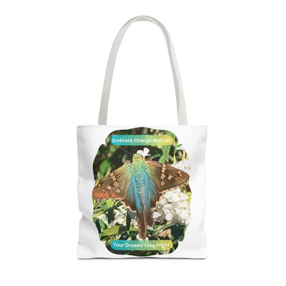 Tote Bag - Inspirational Blue Butterfly And Flowers Design