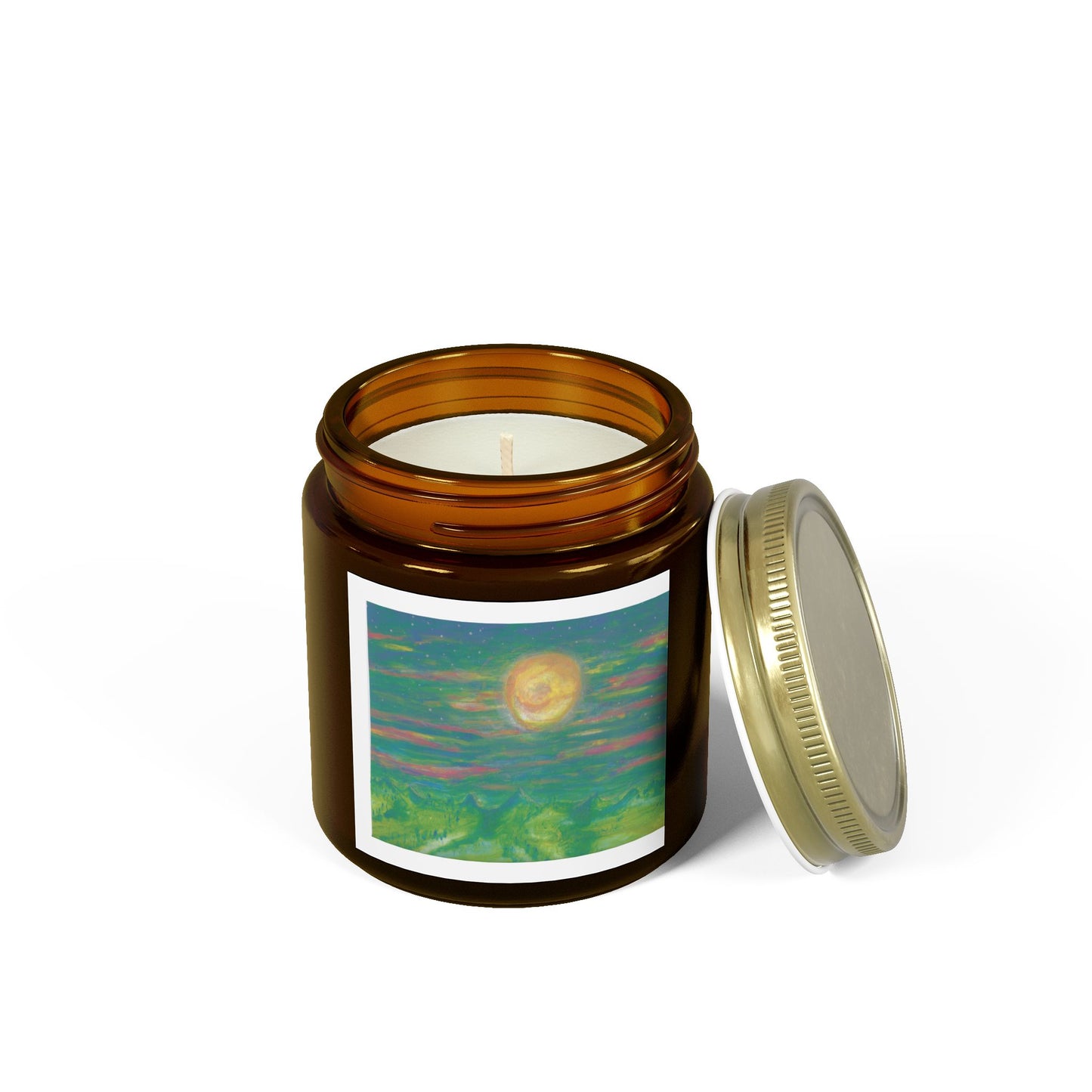 Scented Candles, Moonlit Mountain Scene 4oz & 9oz Coconut Apricot Wax