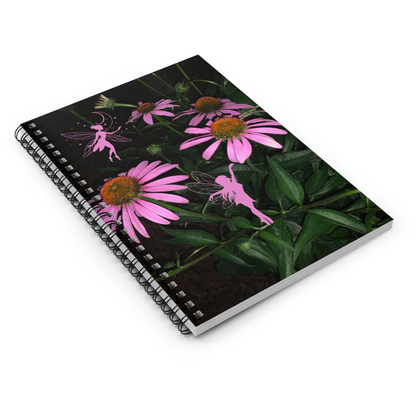 Spiral Notebook - Fairies Dancing Among Echinacea Flowers