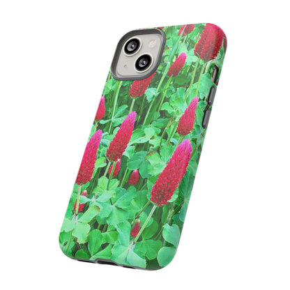 Cell Phone Cases - Ruby Red Clover Flowers And Heart Shaped Leaves