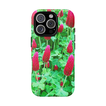 Cell Phone Cases - Ruby Red Clover Flowers And Heart Shaped Leaves