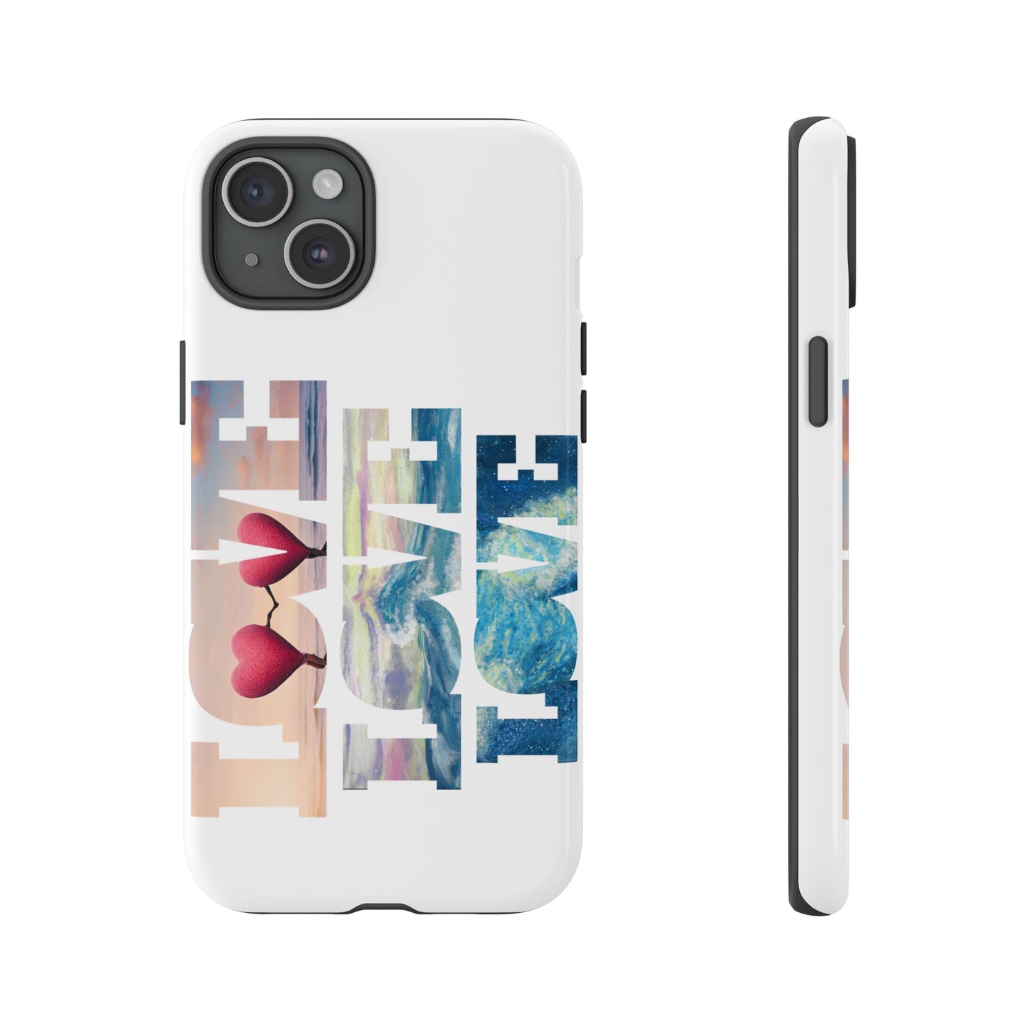 Phone Case - Beachy and Romantic Hearts Design for Those Who Love Love