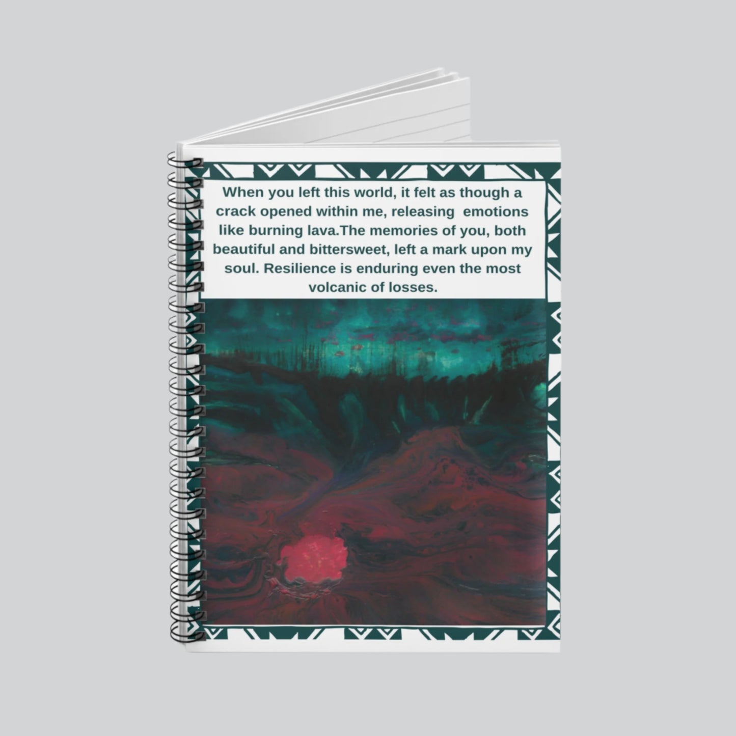 Spiral Notebook - With Volcano Painting Depicting The Emotions Of Loss & Resilience