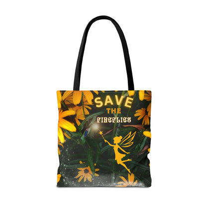 Fairy And Firefly Nature Inspired Short Sleeve Tote Bag - 'Save the Fireflies' Quote