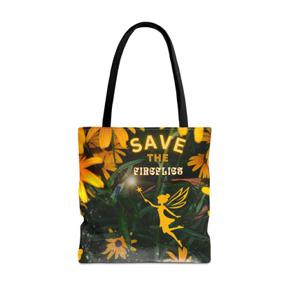 Fairy And Firefly Nature Inspired Short Sleeve Tote Bag - 'Save the Fireflies' Quote