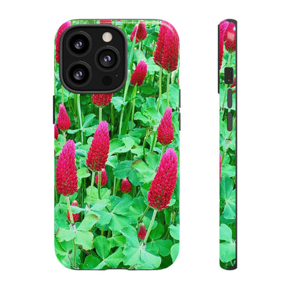 Cell Phone Cases - Ruby Red Clover Flowers And Heart Shaped Leaves