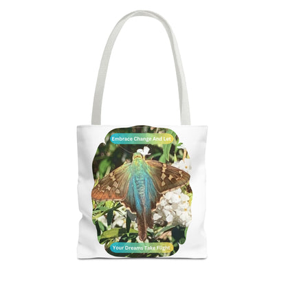 Tote Bag - Inspirational Blue Butterfly And Flowers Design