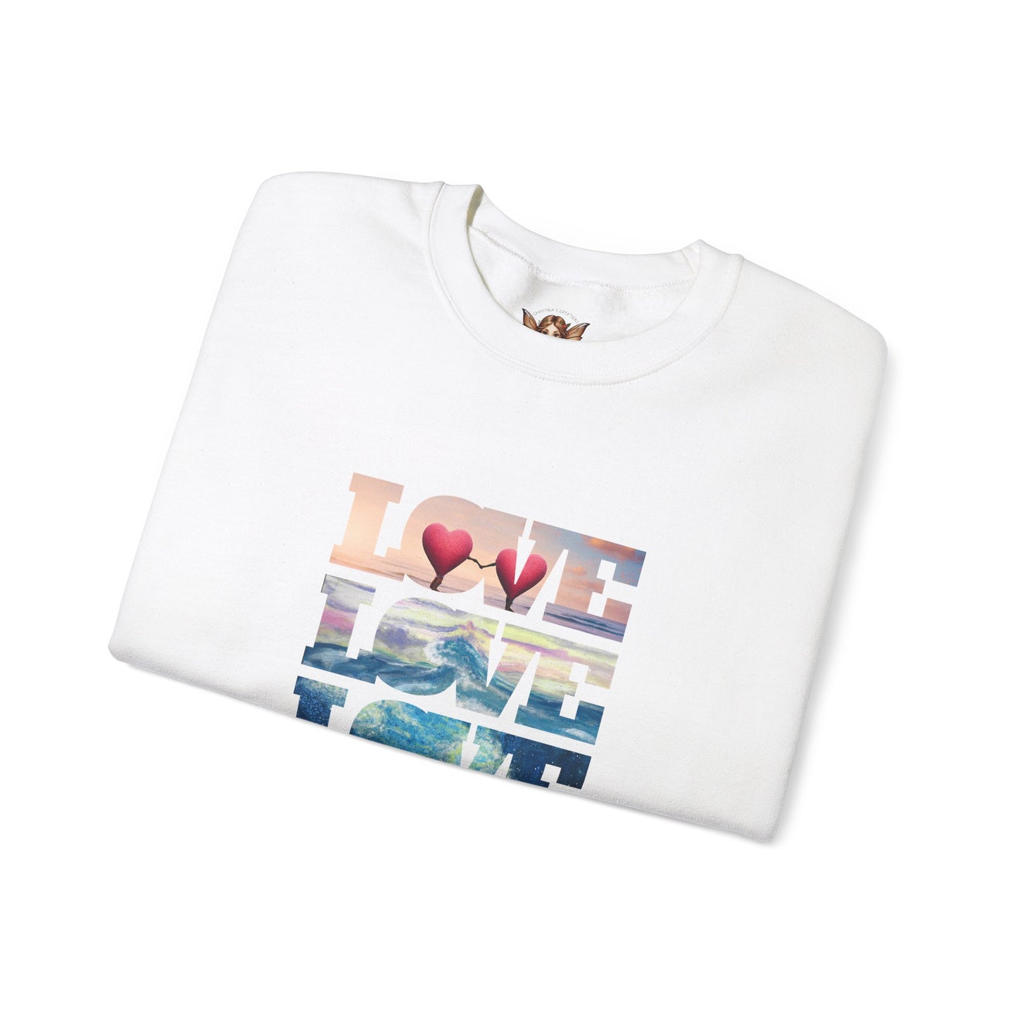 Beachy Romantic Hearts Crewneck Sweatshirt