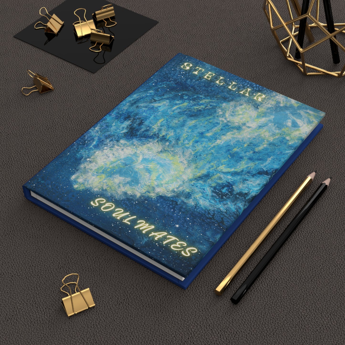 Hardcover Journal - Stellar Soulmates Nebula Painting For Astronomy Enthusiasts