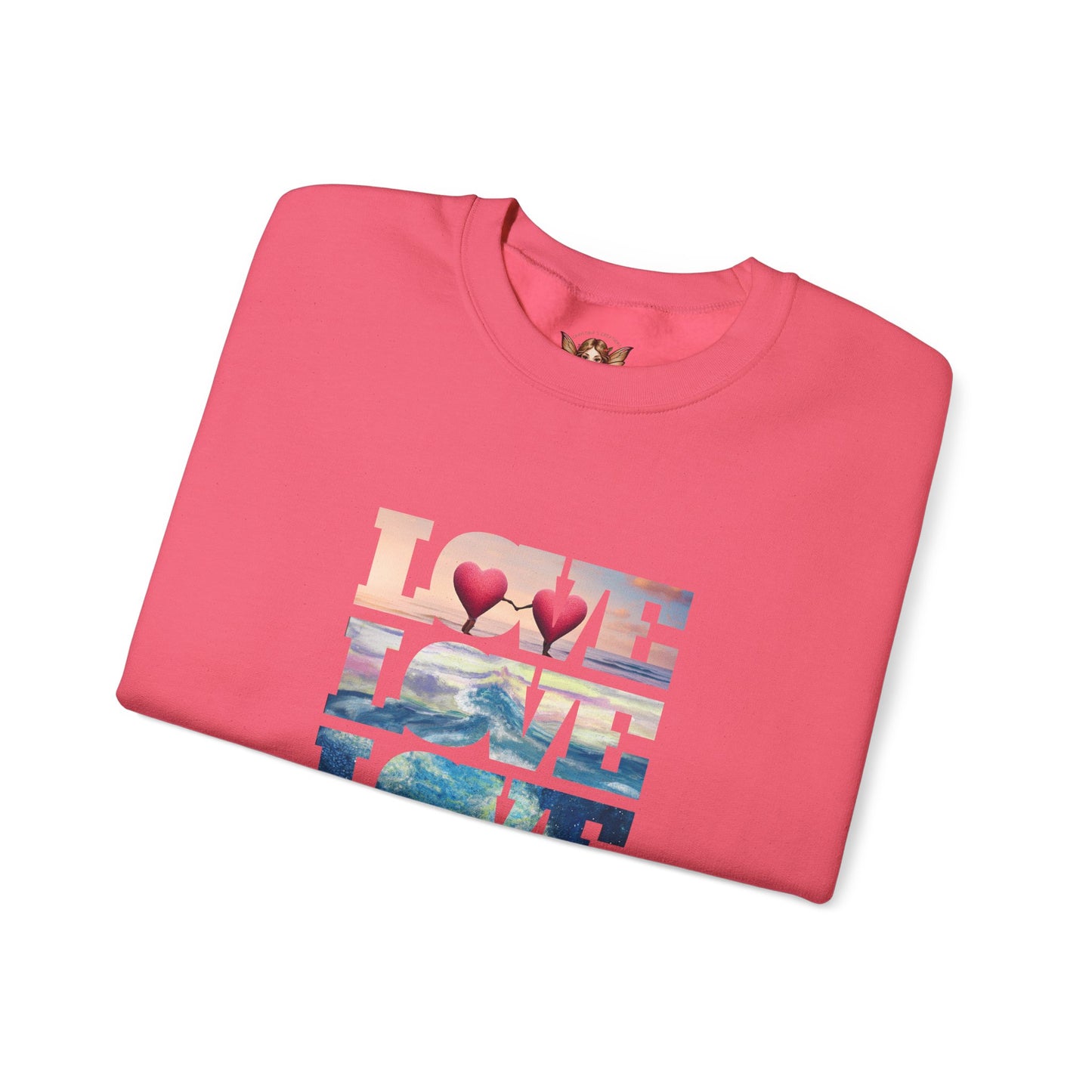 Beachy Romantic Hearts Crewneck Sweatshirt