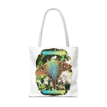 Tote Bag - Inspirational Blue Butterfly And Flowers Design