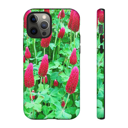 Cell Phone Cases - Ruby Red Clover Flowers And Heart Shaped Leaves