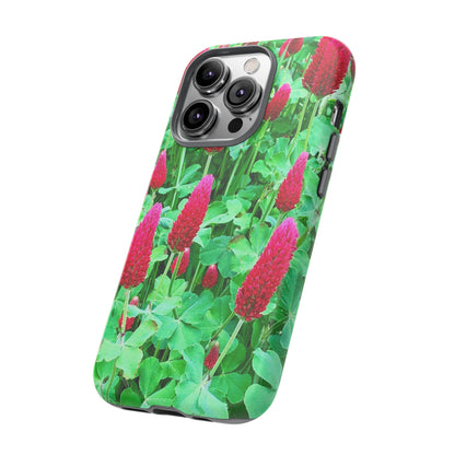 Cell Phone Cases - Ruby Red Clover Flowers And Heart Shaped Leaves