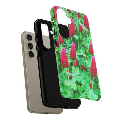 Cell Phone Cases - Ruby Red Clover Flowers And Heart Shaped Leaves