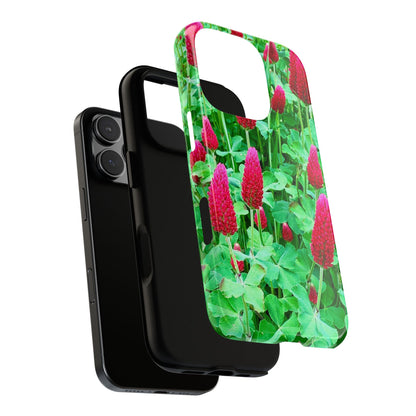 Cell Phone Cases - Ruby Red Clover Flowers And Heart Shaped Leaves