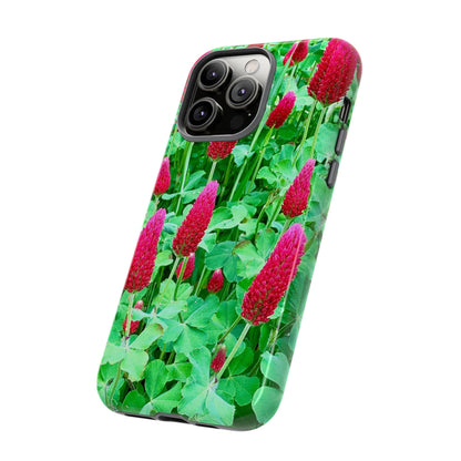 Cell Phone Cases - Ruby Red Clover Flowers And Heart Shaped Leaves