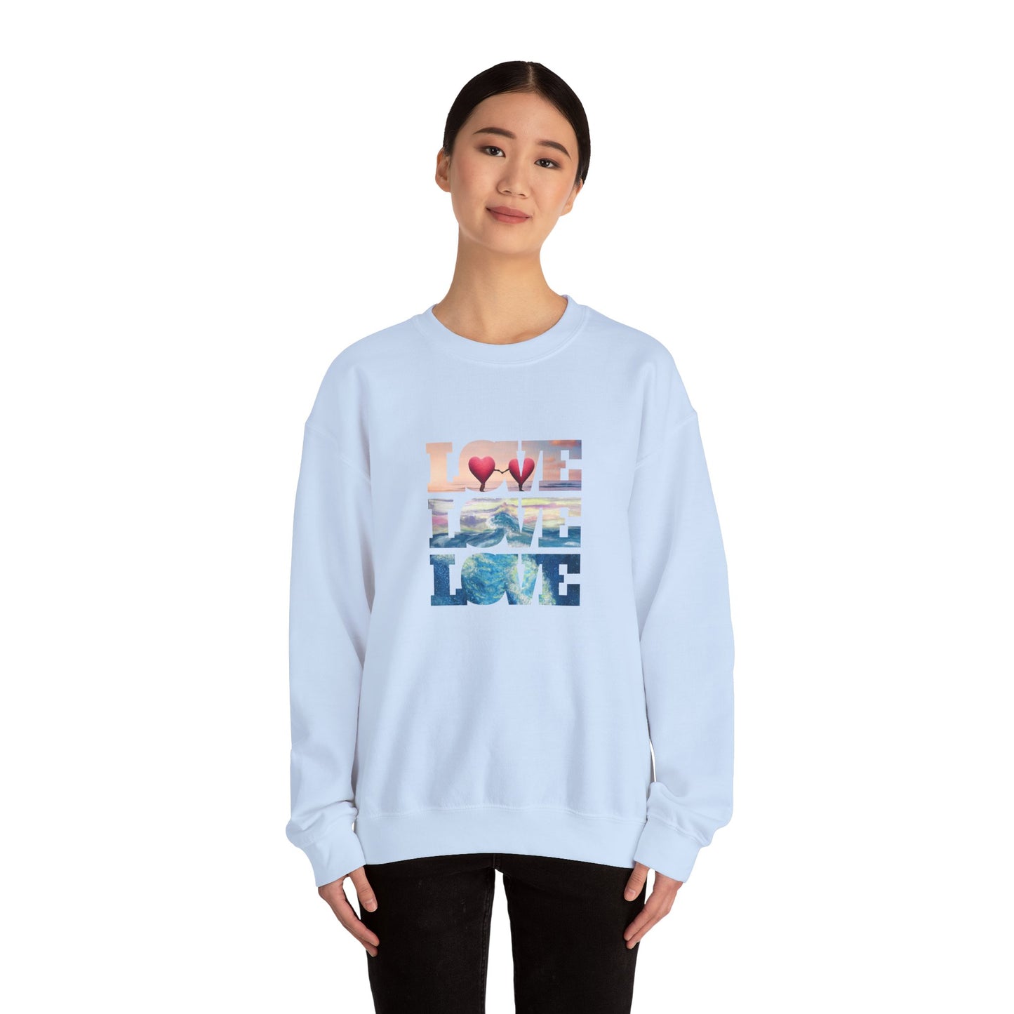 Beachy Romantic Hearts Crewneck Sweatshirt