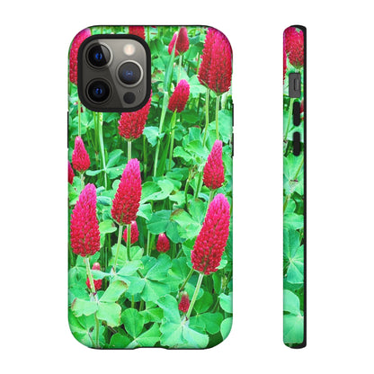 Cell Phone Cases - Ruby Red Clover Flowers And Heart Shaped Leaves