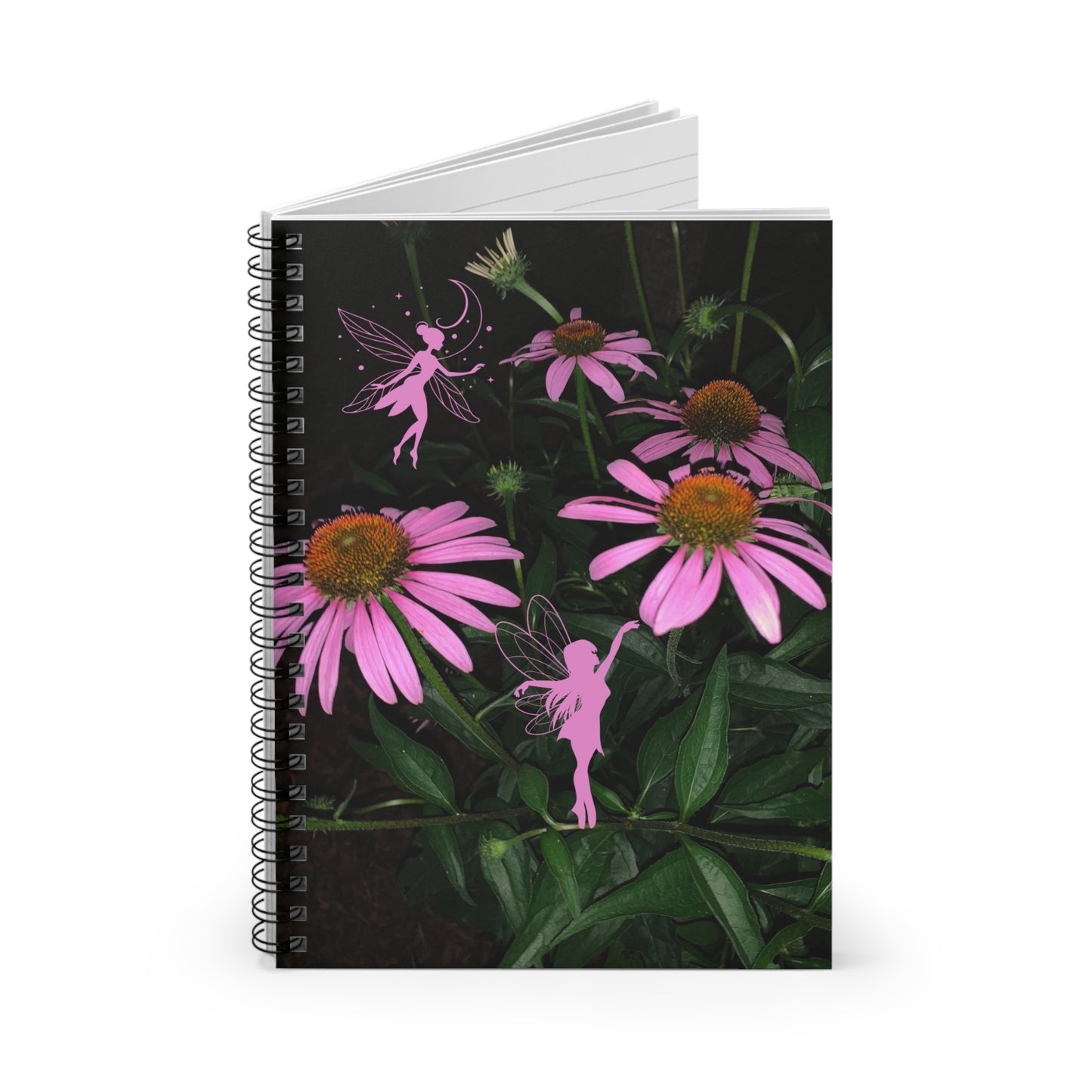 Spiral Notebook - Fairies Dancing Among Echinacea Flowers