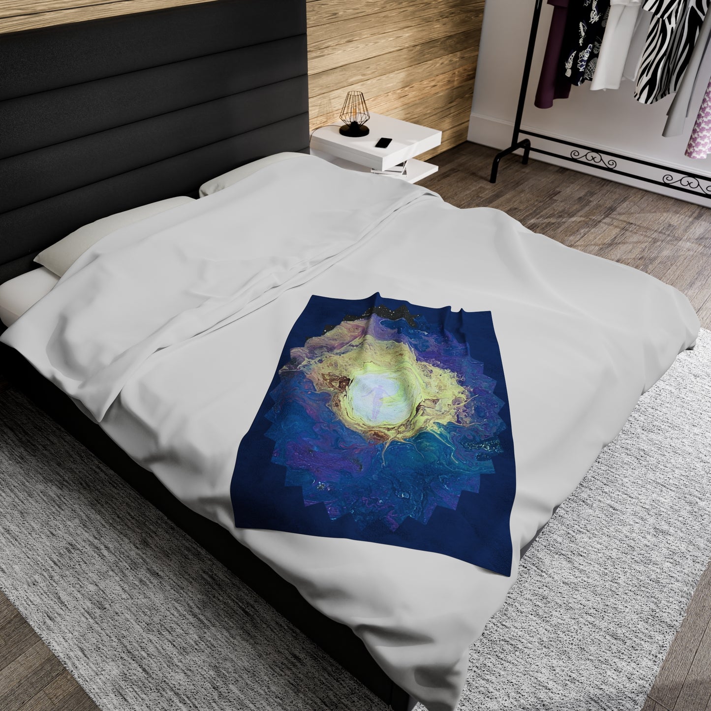 Plush Blanket - Colorful Space and Stars Design