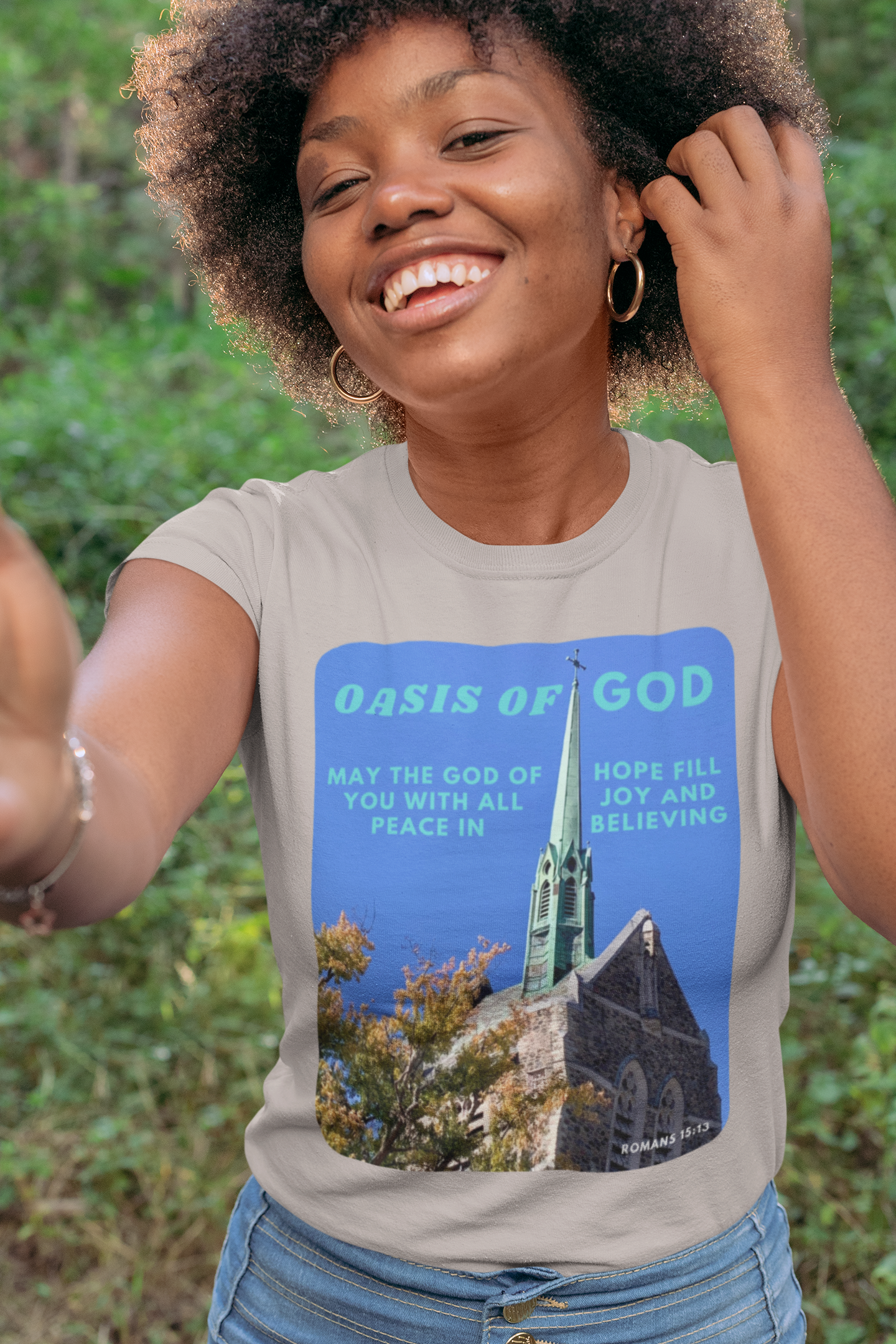 Christian Tee: Oasis of God with Bible Quote