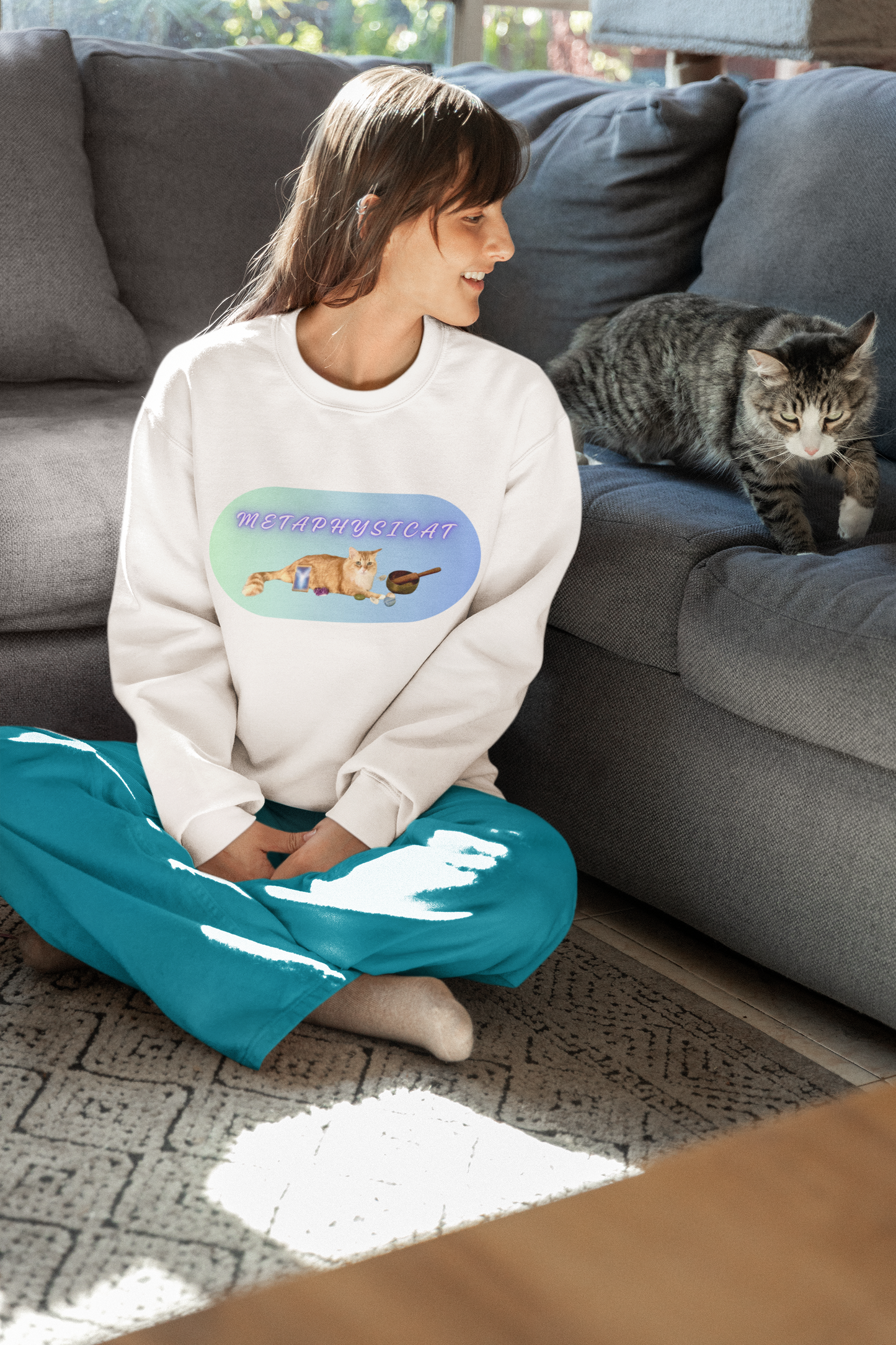 Mystical Crewneck Sweatshirt for Cat Lovers