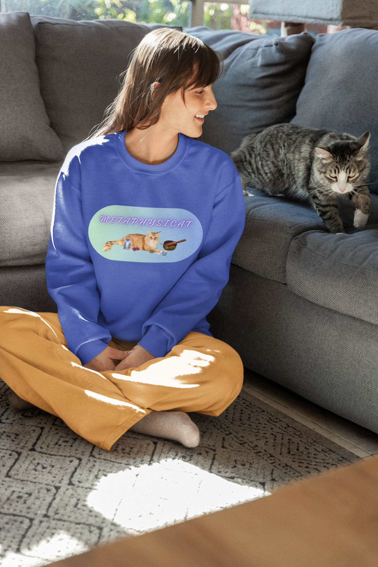 Mystical Crewneck Sweatshirt for Cat Lovers