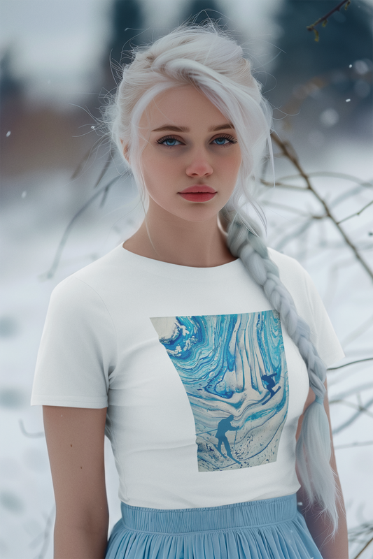 Mountain Snow Skiing Scene T-Shirt