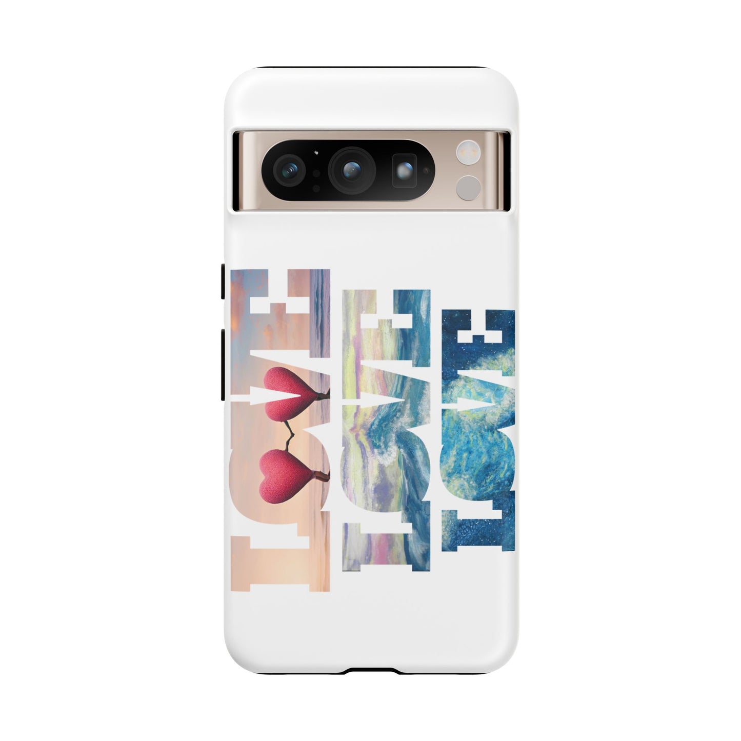 Phone Case - Beachy and Romantic Hearts Design for Those Who Love Love