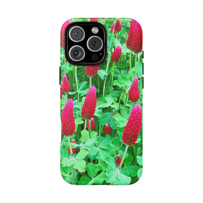 Cell Phone Cases - Ruby Red Clover Flowers And Heart Shaped Leaves