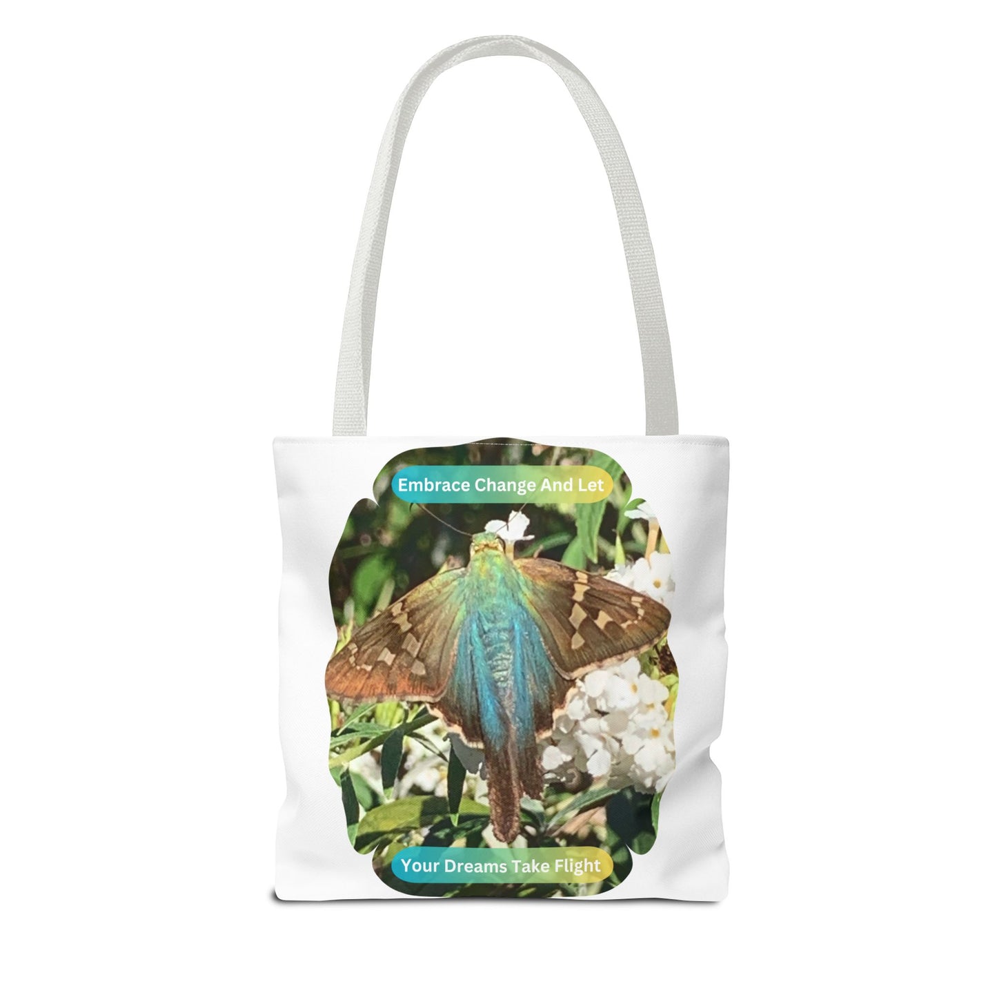 Tote Bag - Inspirational Blue Butterfly And Flowers Design