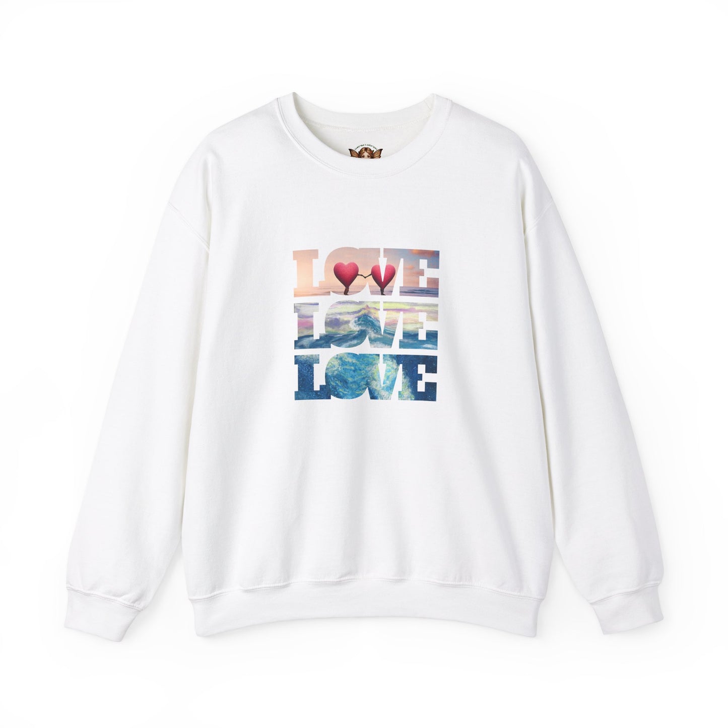 Beachy Romantic Hearts Crewneck Sweatshirt