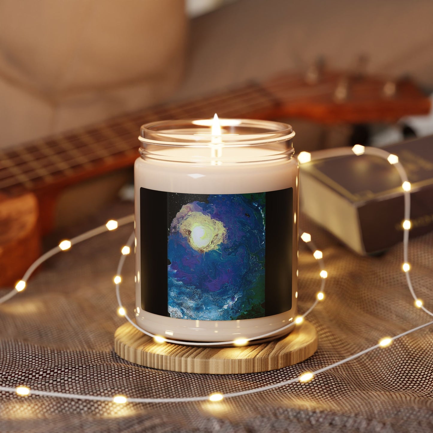 Soy Candle - Colorful Painting Of Space And Stars