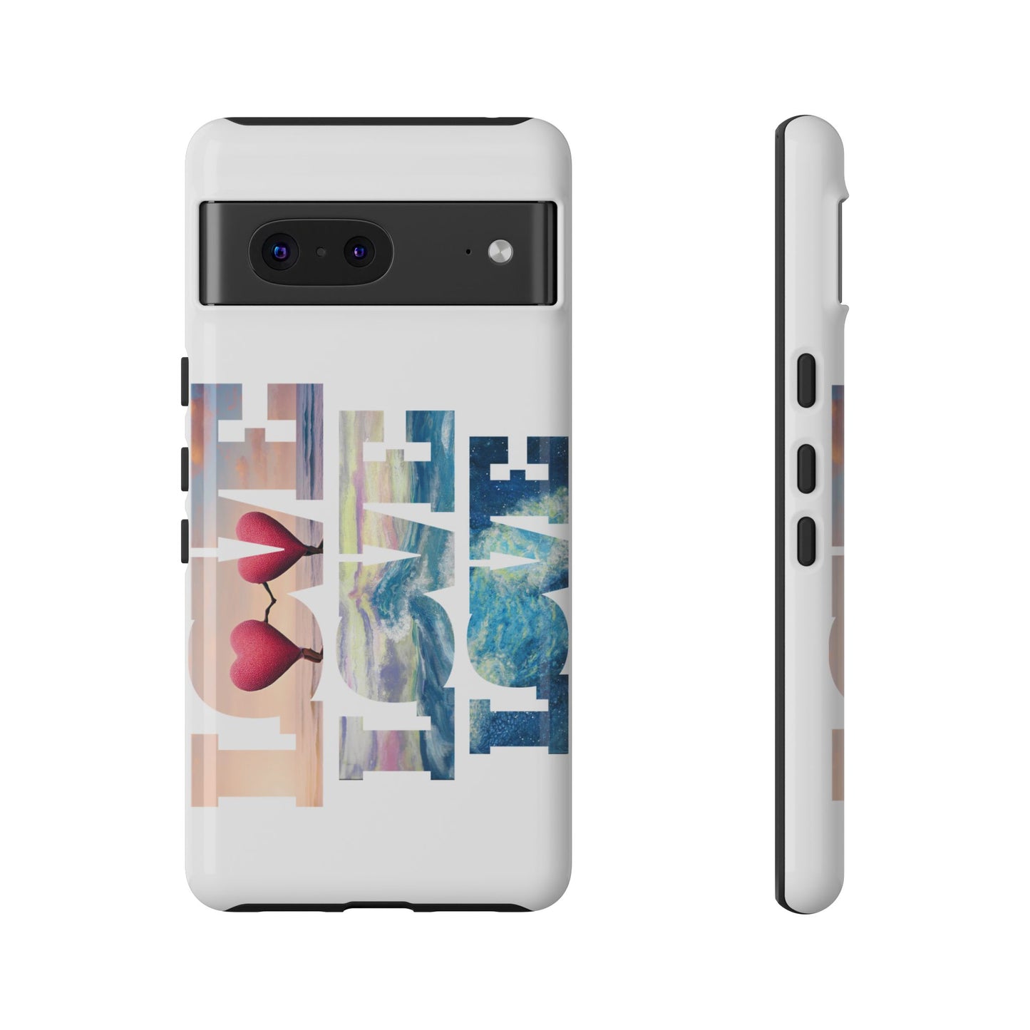 Phone Case - Beachy and Romantic Hearts Design for Those Who Love Love