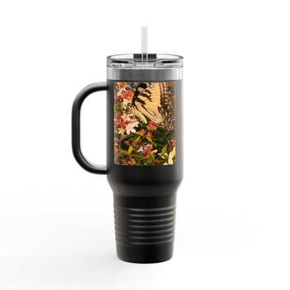 Swallowtail Butterfly And Flowers Insulated Travel Mug, 40oz