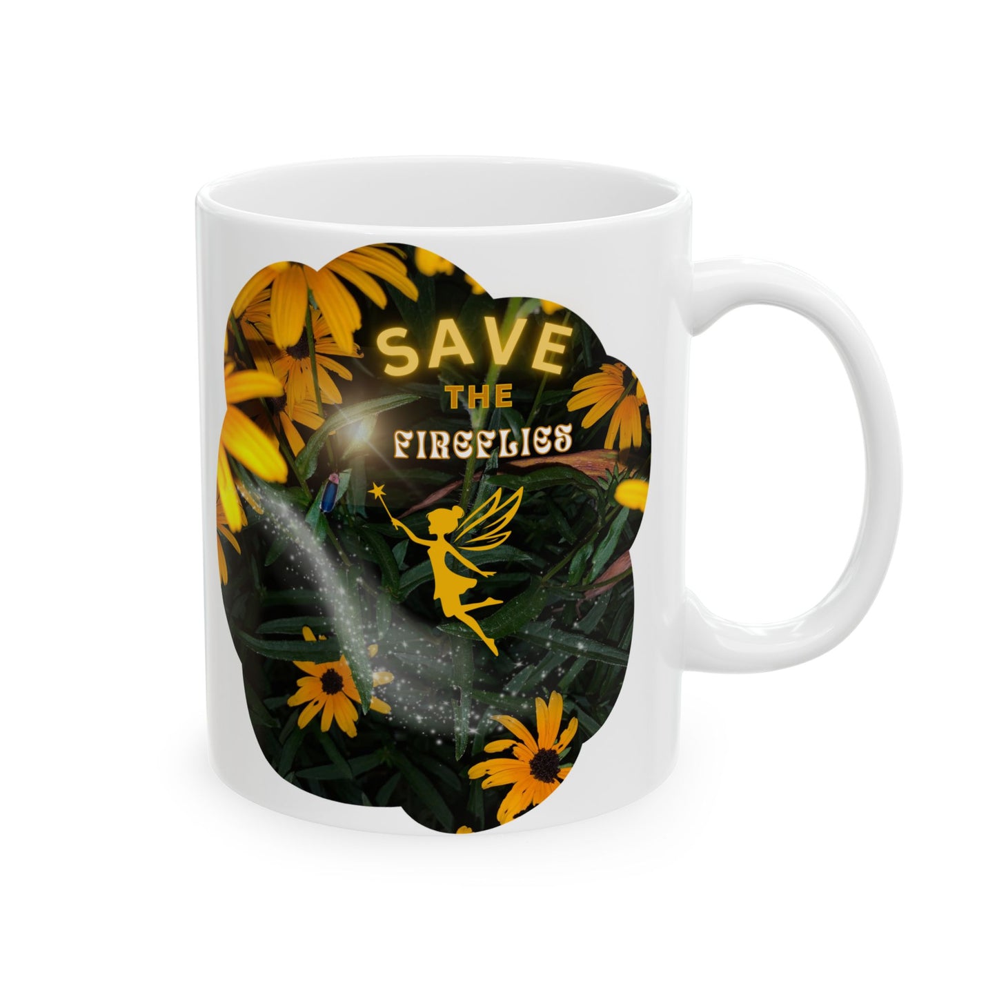 Mug - Whimsical Fairy And Firefly 'Save the Fireflies' Quote