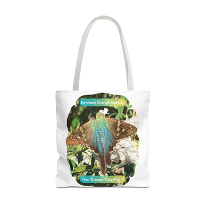 Tote Bag - Inspirational Blue Butterfly And Flowers Design