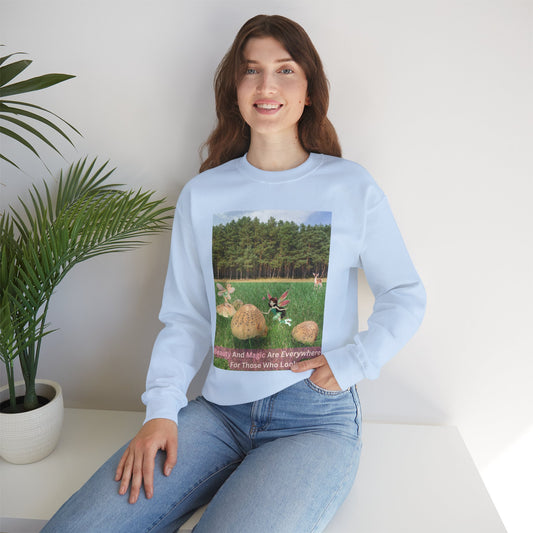 Whimsical Forest Fairies With Inspirational Quote - Crewneck Sweatshirt