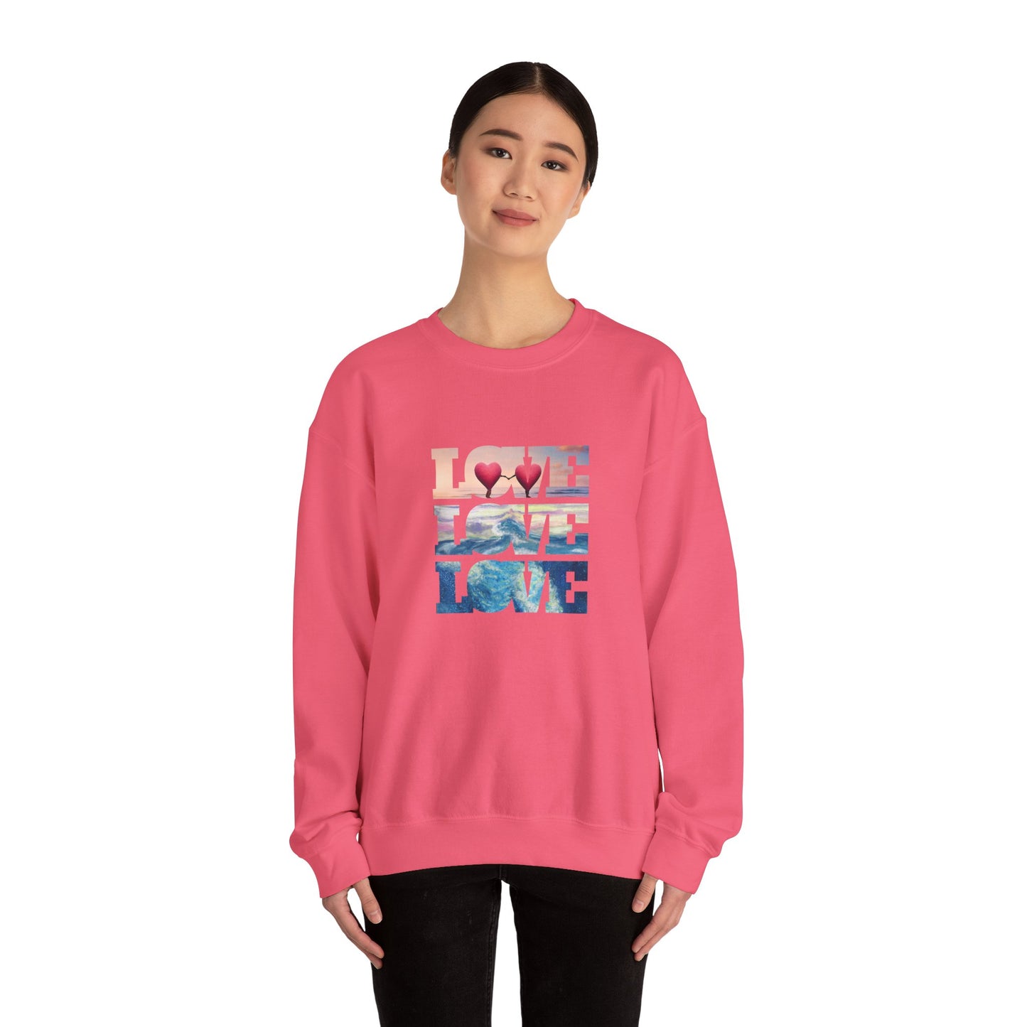 Beachy Romantic Hearts Crewneck Sweatshirt