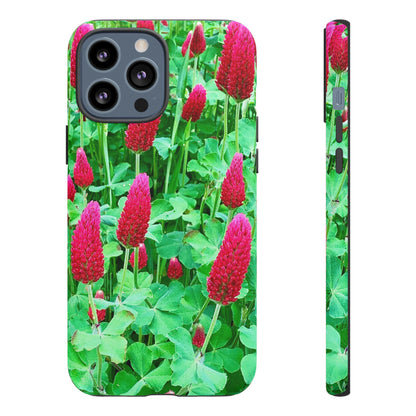 Cell Phone Cases - Ruby Red Clover Flowers And Heart Shaped Leaves