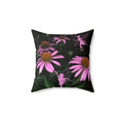 Fairy Flower Garden Polyester Square Pillow