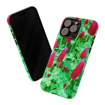 Cell Phone Cases - Ruby Red Clover Flowers And Heart Shaped Leaves